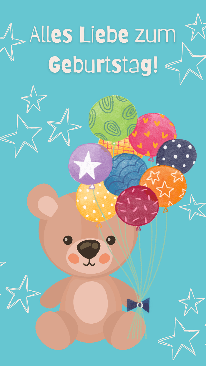 Alles Liebe zum Geburtstag! Gburtstagskarte für Kinder - Moonzori 
