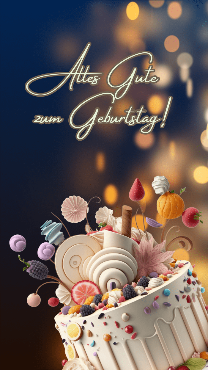 Alles Gute zum Geburtstag! Die Geburtstagskarte mit einem Kuchen - Moonzori