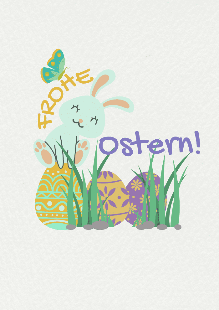 Frohe Ostern! Ostern Bild Hase und Eier - Moonzori
