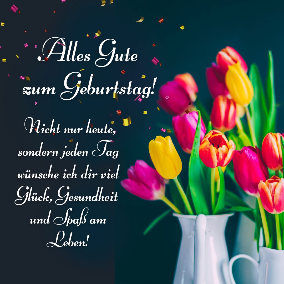 Geburtstagsbild mit Blumenstrauß. Alles Gute zum Geburtstag
