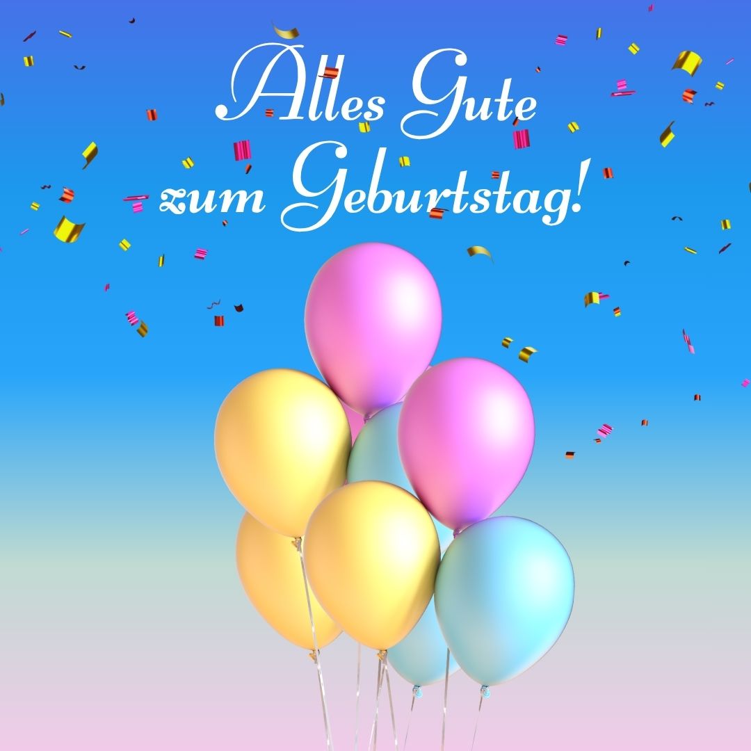 Geburtstagsbild mit Luftballons. Alles Gute zum Geburtstag
