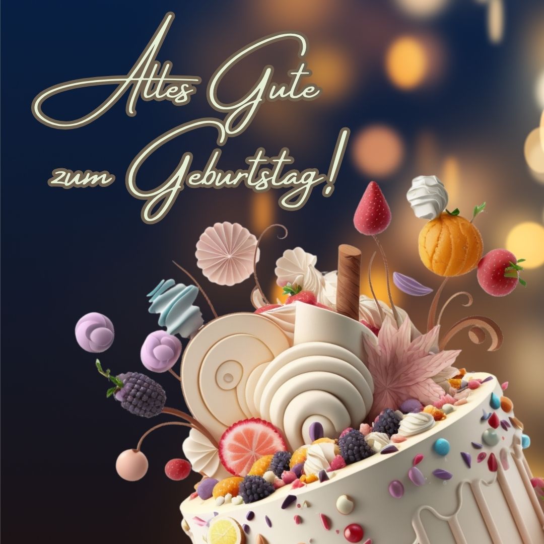 Geburtstagsbild mit Torte. Alles Gute zum Geburtstag