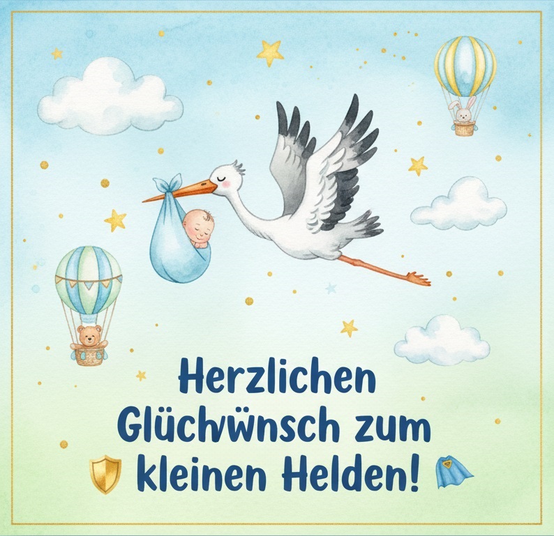 Glückwunschkarte zur Geburt für einen Jungen